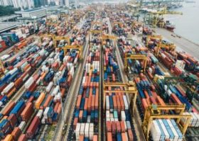 Crowded International Container Port